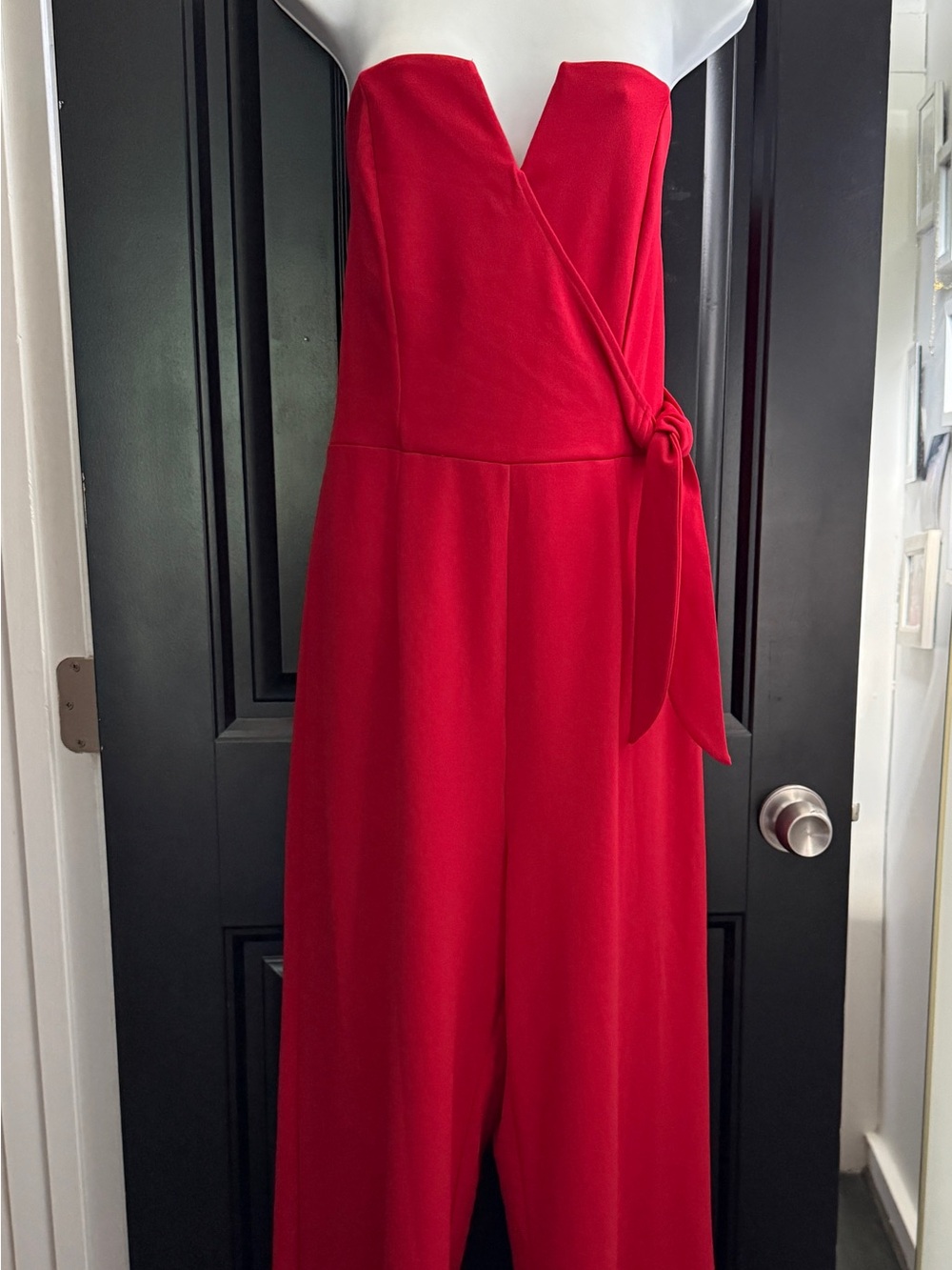 Red Wrap-Front Women's Jumpsuit
